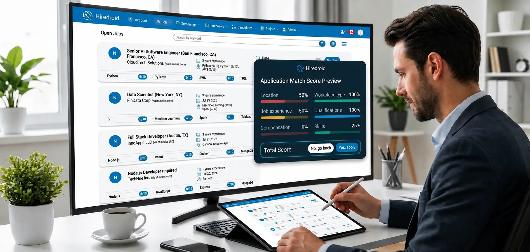 Candidate match scoring and evaluation dashboard